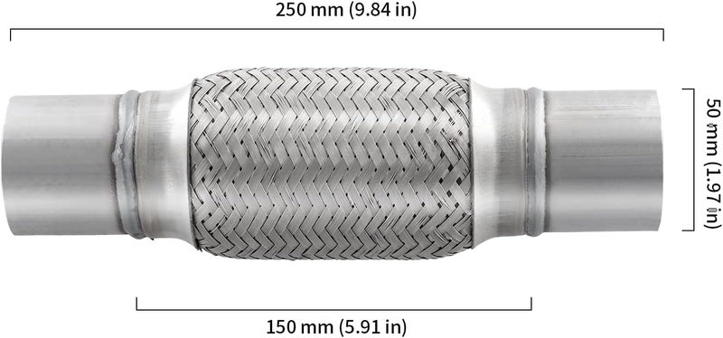 HOIGON 4PCS 2x6x10 Inch Exhaust Flex Pipe, Stainless Steel Double Braid Pipe, Heavy Duty Flex Pipe Exhaust for Commercial and Agricultural Vehicles - Image 2